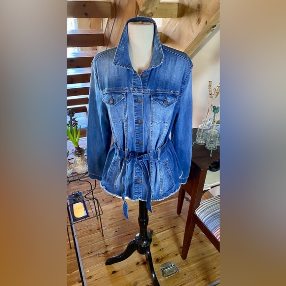 🔥Vintage America Raw Hem Belted Keli Jean Jacket🔥  NWOT - Picture 3 of 13